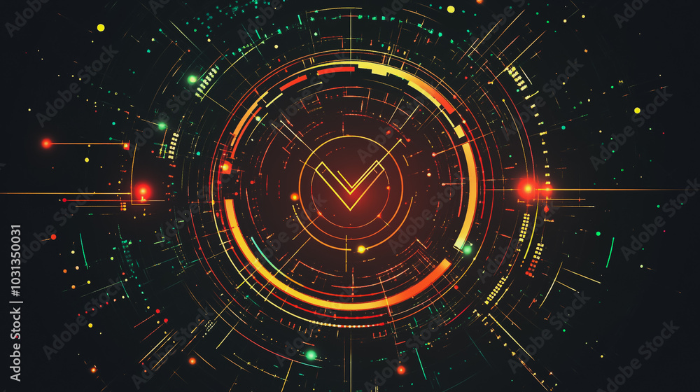 Abstract black background with Colorful circle lines. Digital future technology . Abstract business connection of lines from nodes innovation of communication in the network. Abstract black background with Colorful circle lines. Digital future technology . Abstract business connection of lines from nodes innovation of communication in the network.