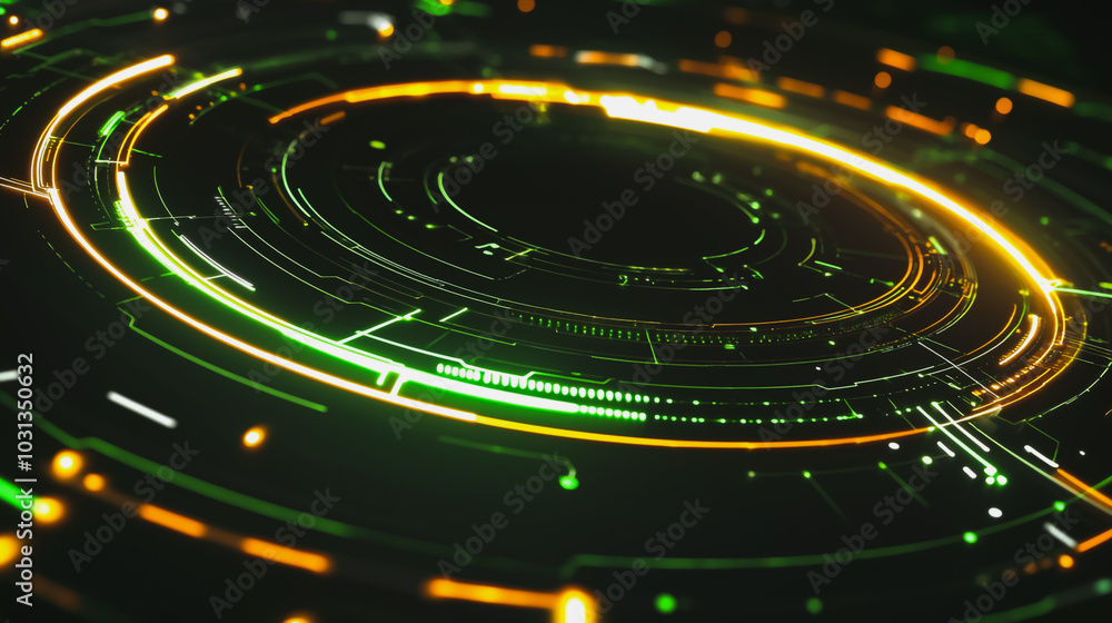 Abstract black background with Colorful circle lines. Digital future technology . Abstract business connection of lines from nodes innovation of communication in the network. Abstract black background with Colorful circle lines. Digital future technology . Abstract business connection of lines from nodes innovation of communication in the network.