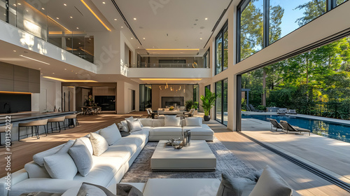 Modern living room with lar...