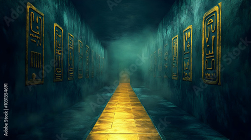 Mysterious corridor with an...