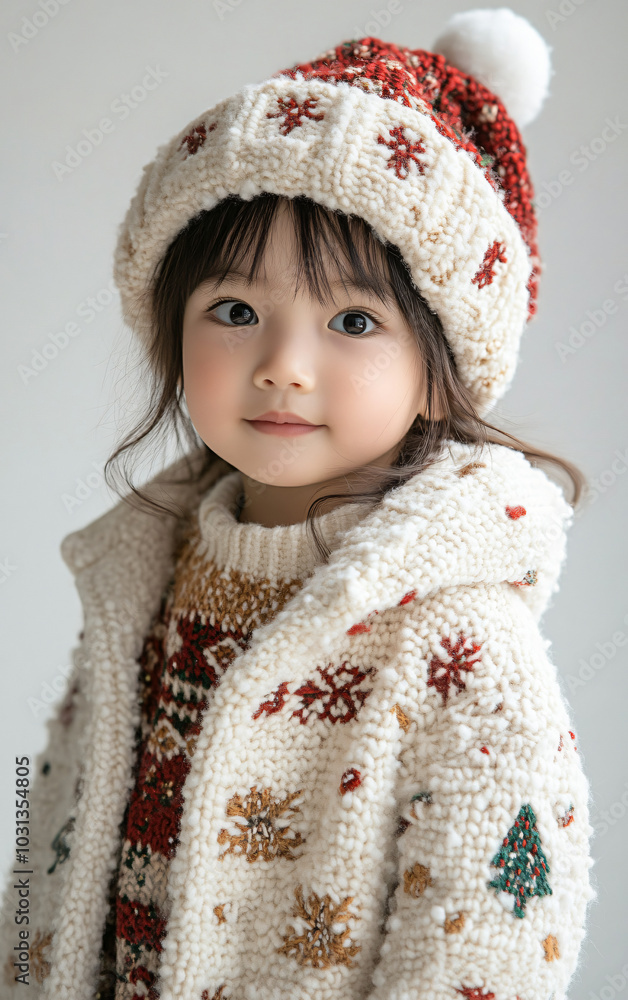 A cute child in a Santa hat smiling with joy during a festive Christmas celebration on white isolated background A cute child in a Santa hat smiling with joy during a festive Christmas celebration on white isolated background