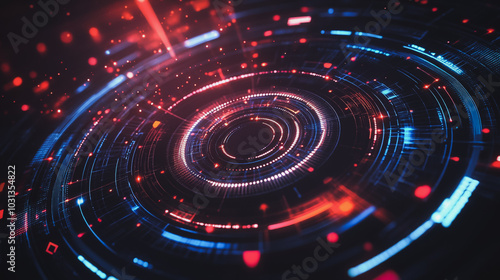 Wallpaper Mural Abstract black background with Colorful circle lines. Digital future technology . Abstract business connection of lines from nodes innovation of communication in the network Torontodigital.ca