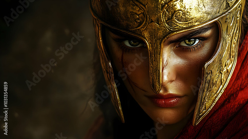A fierce warrior with a gol...