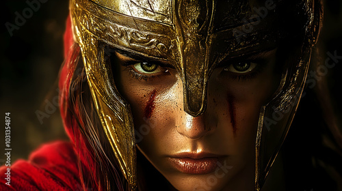 Intense warrior woman in a ...