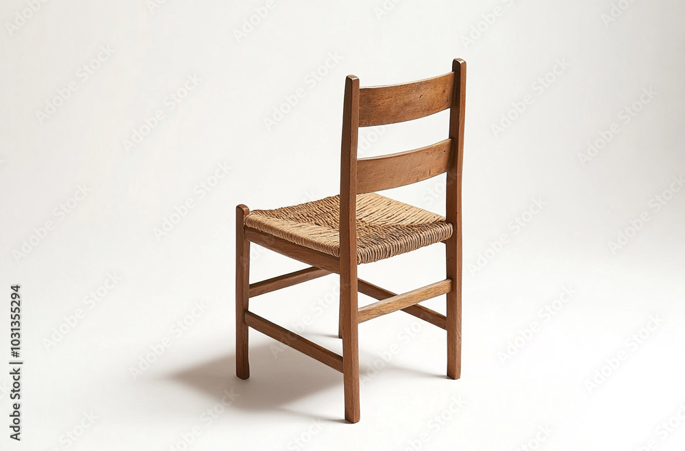 a wooden ladderback chair with a woven seat a wooden ladderback chair with a woven seat