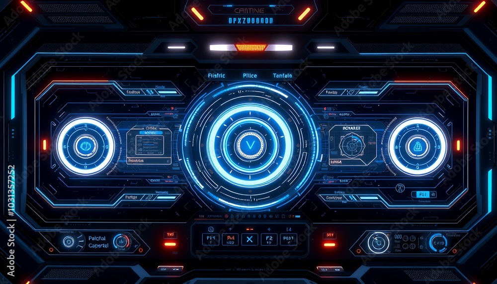 Obraz premium Futuristic Technology Background with Glowing Circuits and Digital Data Streams