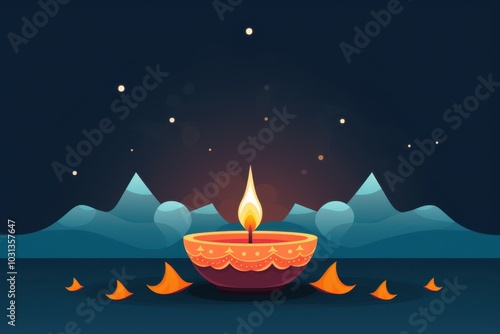 Diwali, or Dipawali, Flat style cartoon vector illustration 