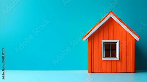 A vibrant orange house agai...