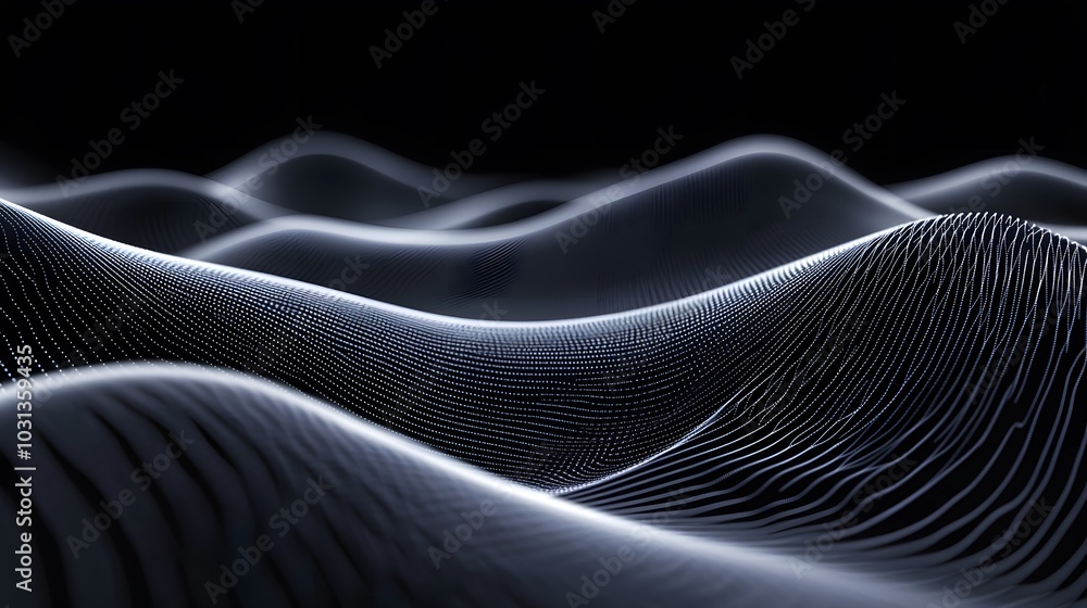 Abstract digital landscape with glowing lines and dots Abstract digital landscape with glowing lines and dots