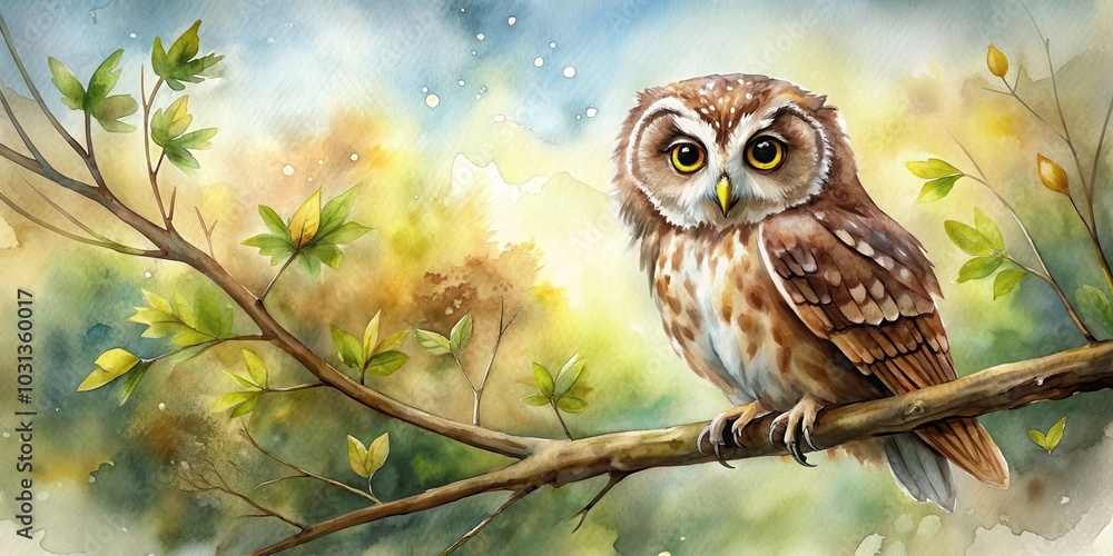 Watercolor painting of a beautiful owl on a tree branch , owl, watercolor, painting, art, bird, tree, branch, wildlife, nature Watercolor painting of a beautiful owl on a tree branch , owl, watercolor, painting, art, bird, tree, branch, wildlife, nature