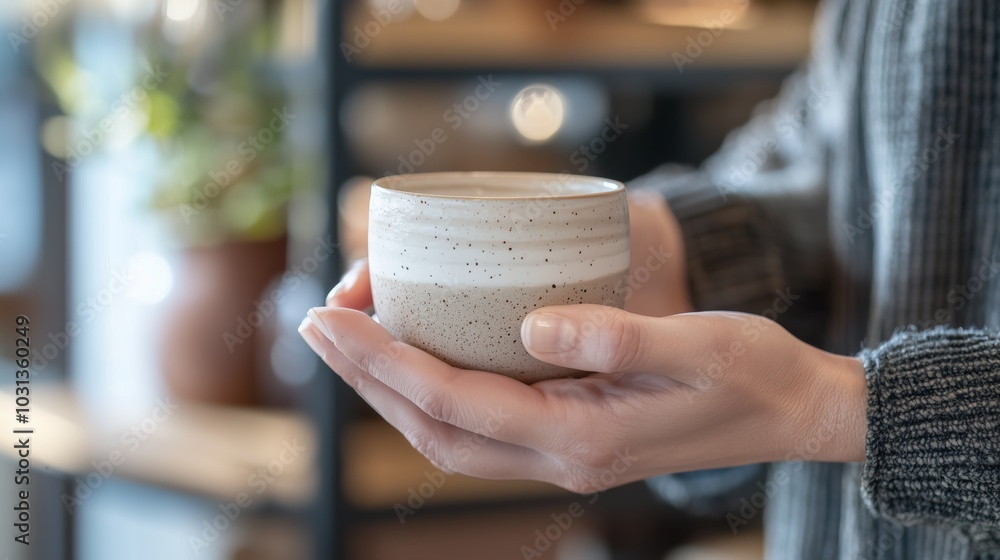 Hands Holding Freshly Brewed Coffee in Cozy Setting Hands Holding Freshly Brewed Coffee in Cozy Setting