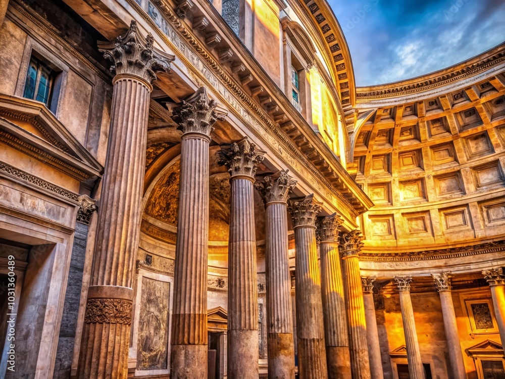 Detailed Portrait of Ancient Writing on the Wall of the Pantheon in Rome, Italy - Capture the Essence Detailed Portrait of Ancient Writing on the Wall of the Pantheon in Rome, Italy - Capture the Essence