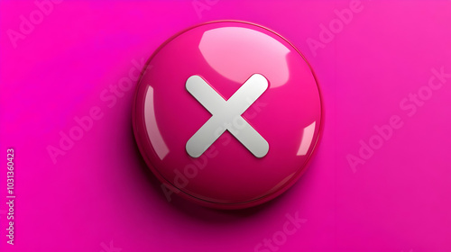 A large pink button with a ...