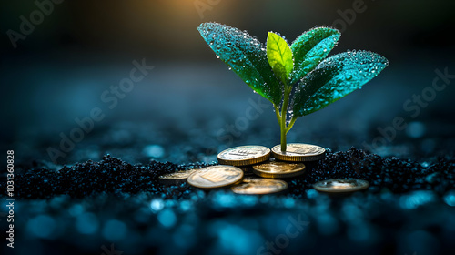 A sprouting plant emerges f...