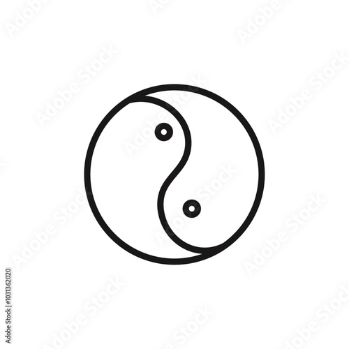 Yin yang icon Thin line flat illustration