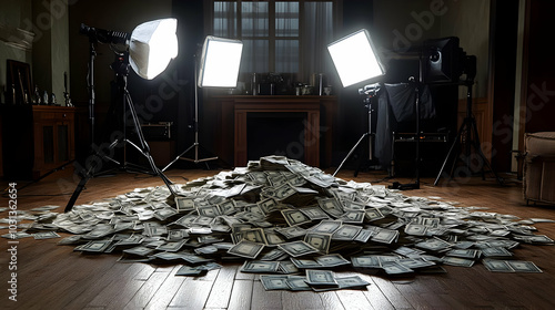 A pile of cash surrounded b...