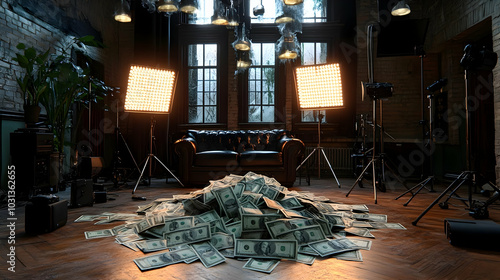 Pile of money in a stylish ...