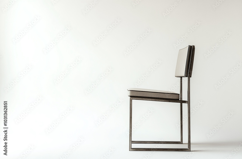 an armless chair with a metal frame an armless chair with a metal frame
