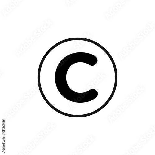 Copyright icon Thin line flat illustration