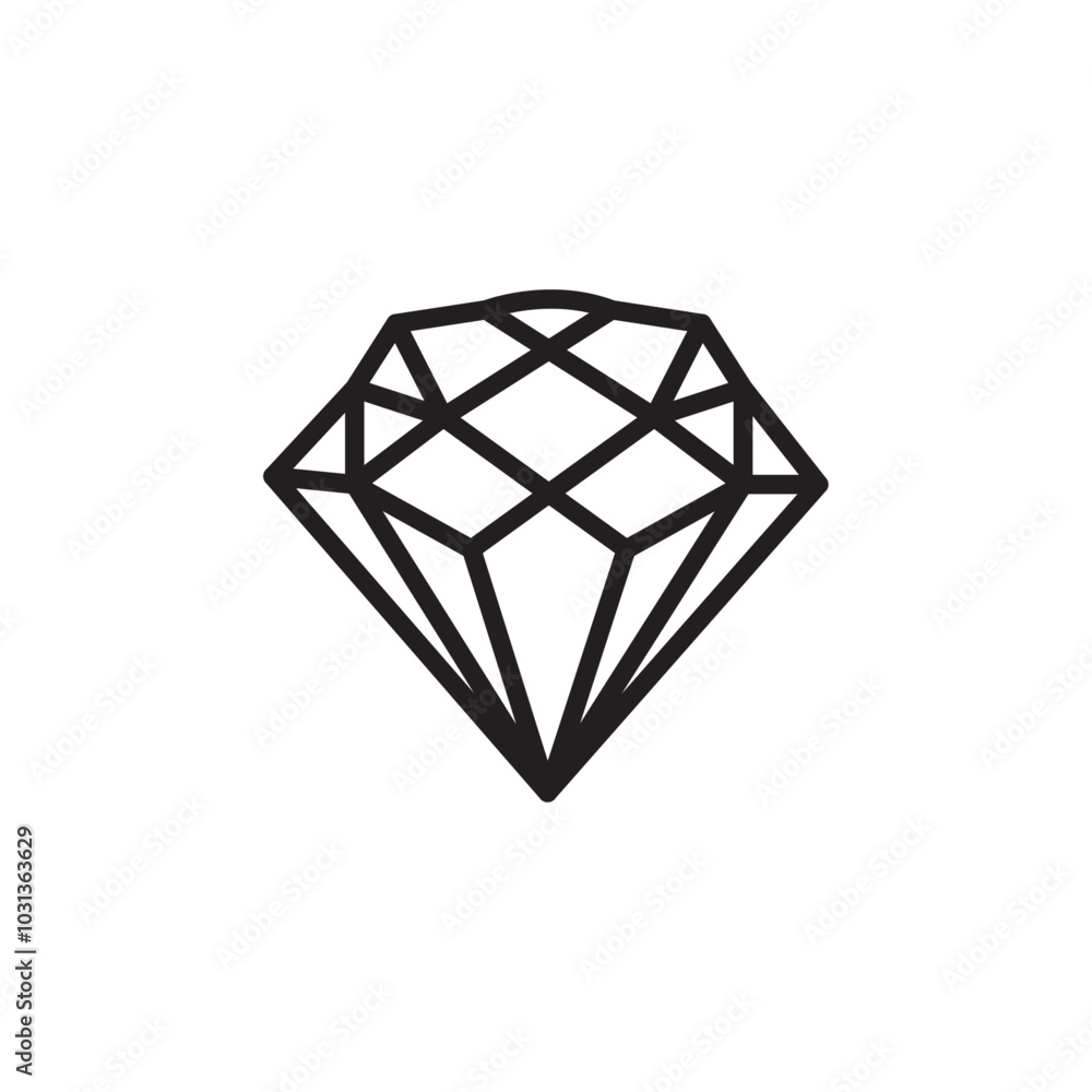 Diamond icon Thin line flat illustration Diamond icon Thin line flat illustration