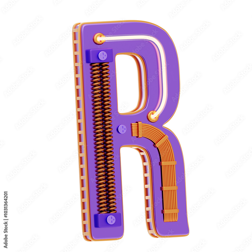 R Letter 3D Shape Future Essence Text. 3D Icon R Letter 3D Shape Future Essence Text. 3D Icon