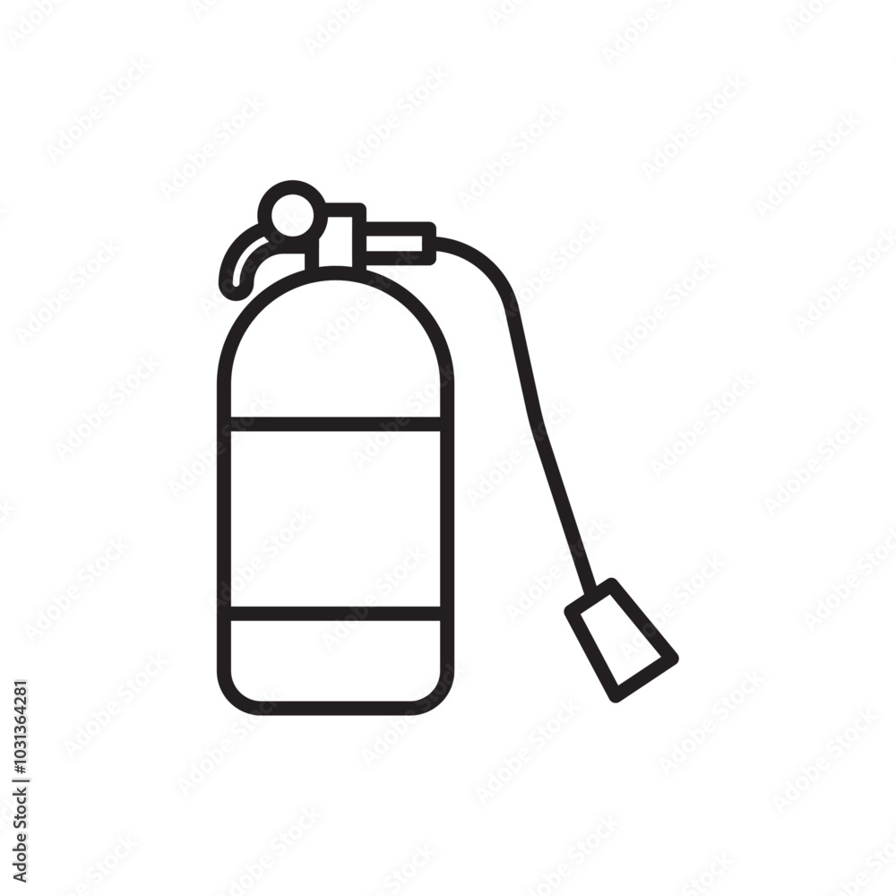 Fire extinguisher icon Thin line flat illustration Fire extinguisher icon Thin line flat illustration