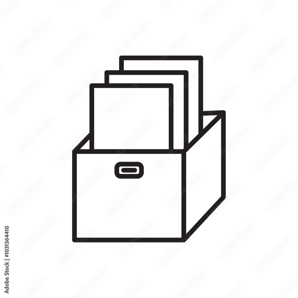 Folder box icon Thin line flat illustration Folder box icon Thin line flat illustration