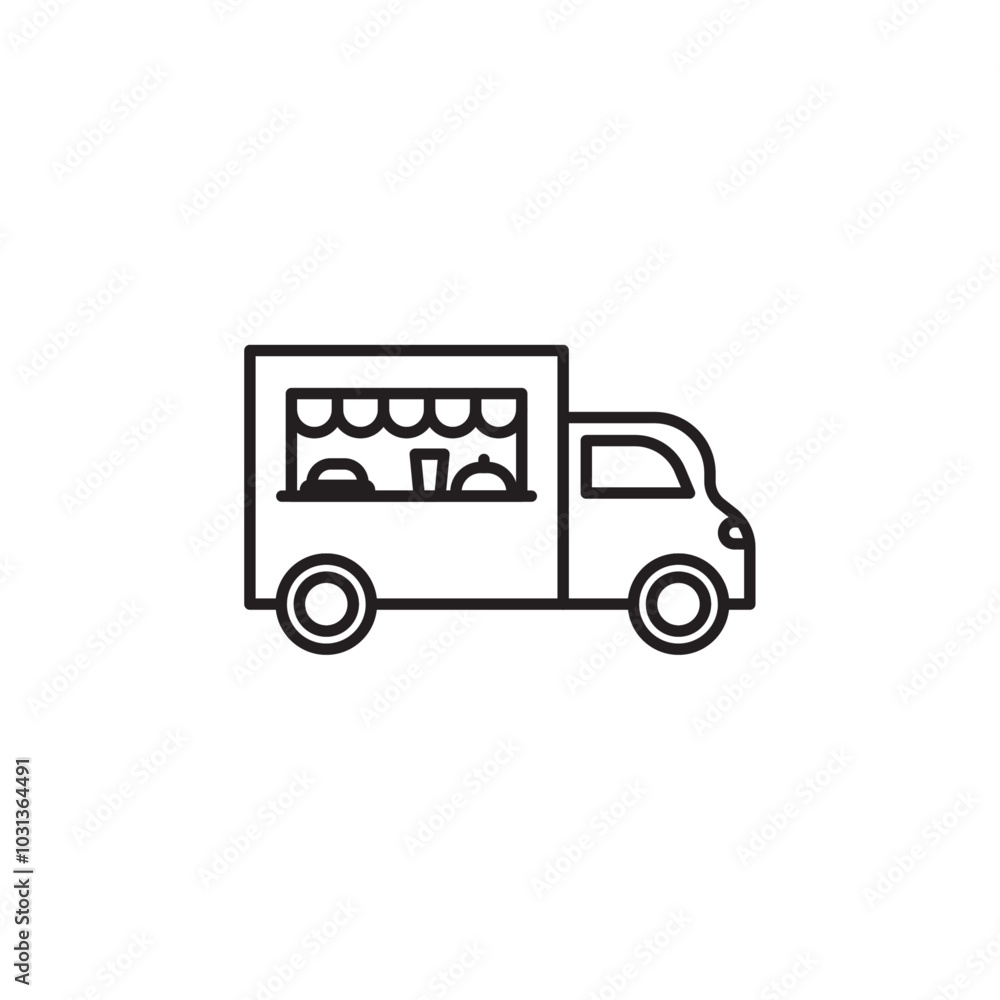 Food truck icon Thin line flat illustration Food truck icon Thin line flat illustration