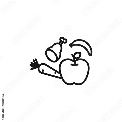 Food icon Thin line flat illustration