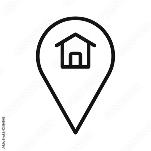 Home location icon Thin line flat illustration