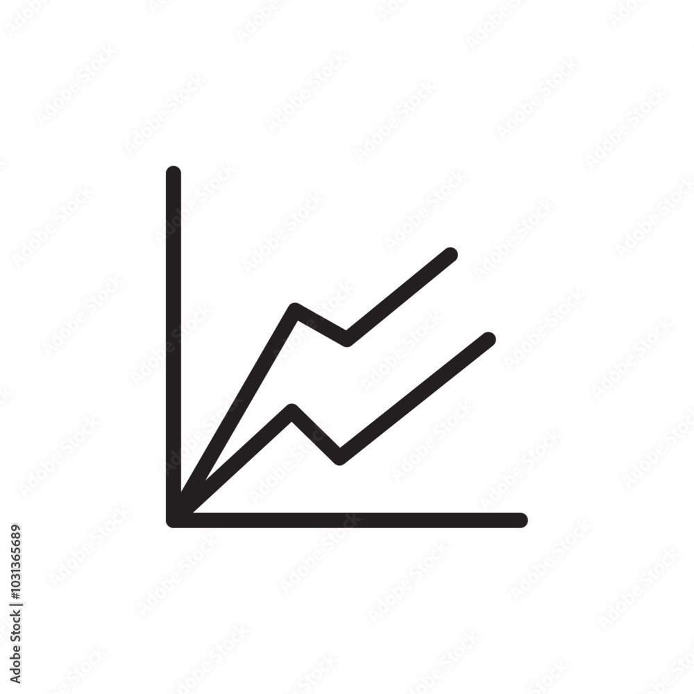 Line chart icon Thin line flat illustration Line chart icon Thin line flat illustration