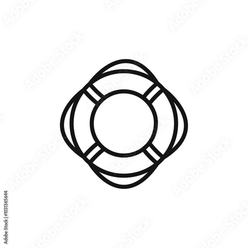 Life buoy icon Thin line flat illustration