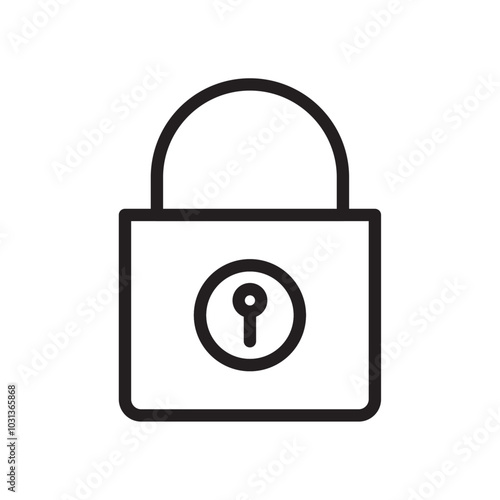 Lock icon Thin line flat illustration