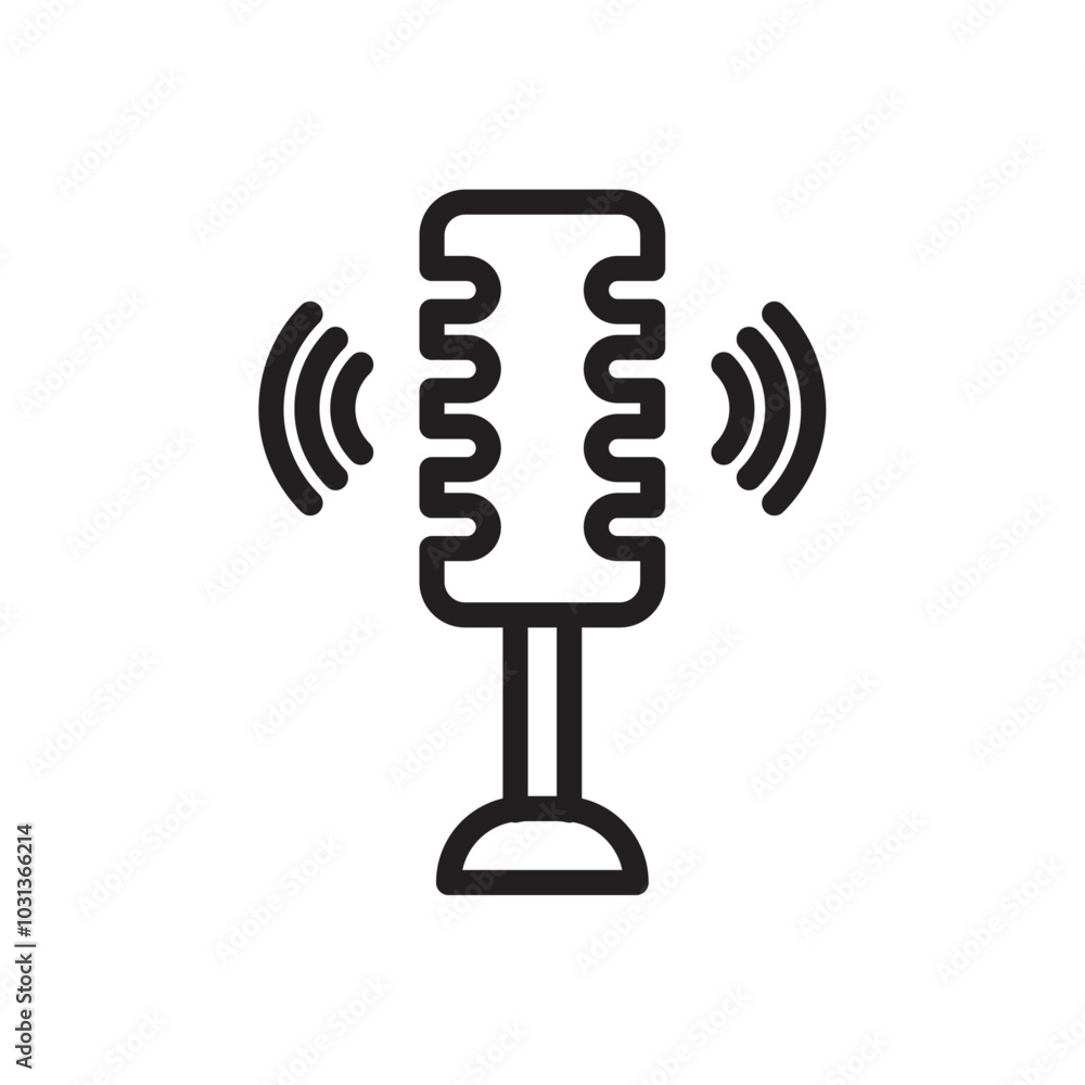 Microphone icon Thin line flat illustration Microphone icon Thin line flat illustration