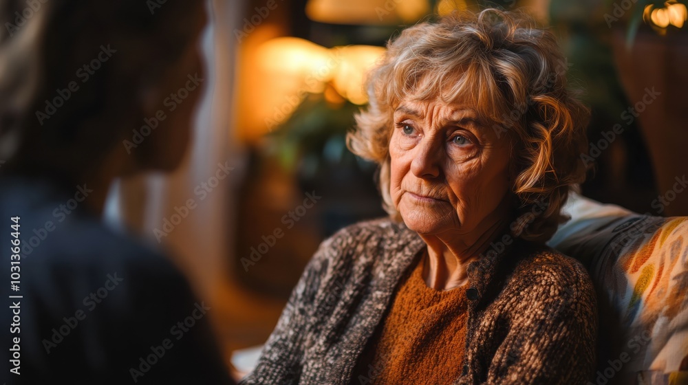 Elderly woman engages in conversation with psychologist in a warm, reflective setting fostering emotional connection and understanding Elderly woman engages in conversation with psychologist in a warm, reflective setting fostering emotional connection and understanding