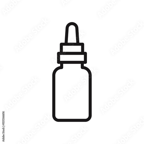 Oil dropper bottle icon Thin line flat illustration