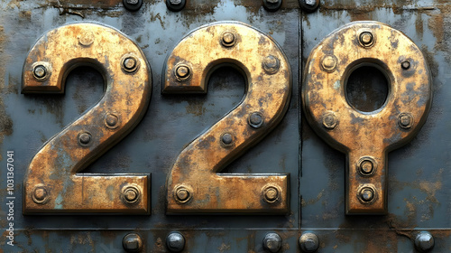 Rusty metal numbers "229" w...