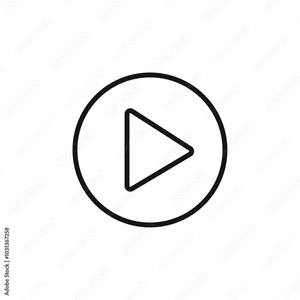 Play Button icon Thin line flat illustration Play Button icon Thin line flat illustration