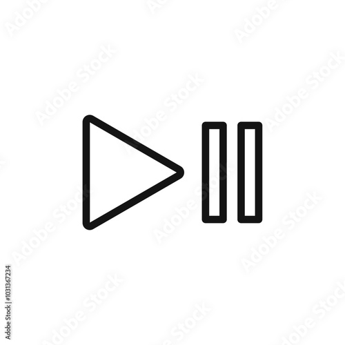 Play pause icon Thin line flat illustration