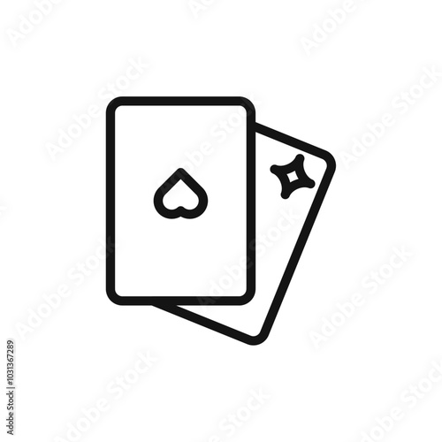 Playing cards icon Thin line flat illustration