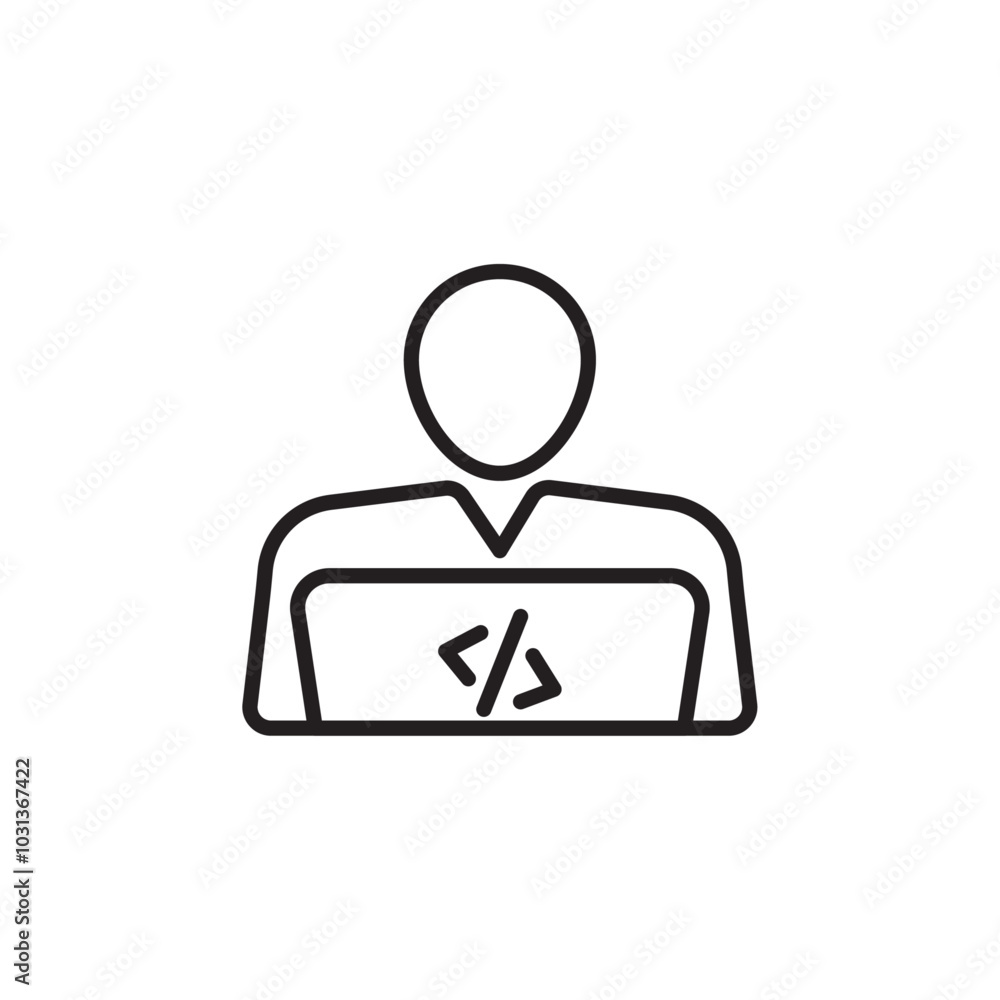 Programmer icon Thin line flat illustration Programmer icon Thin line flat illustration