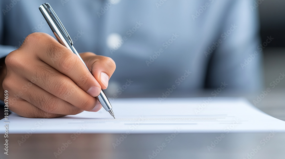 Close-up of contract signing during a successful business negotiation, document finalization, completion of negotiation. Close-up of contract signing during a successful business negotiation, document finalization, completion of negotiation.