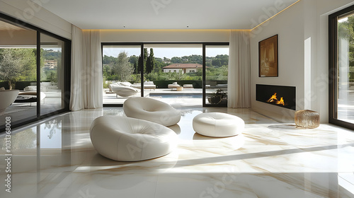 Modern, minimalist living r...