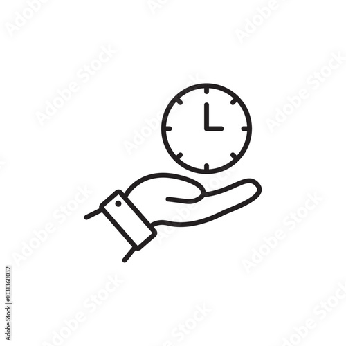 Save time icon Thin line flat illustration