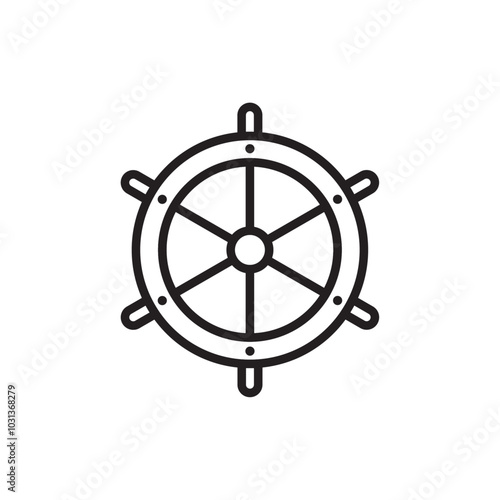 Ship wheel icon Thin line flat illustration