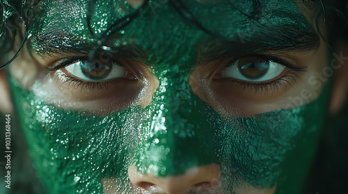 Close-up of a person with g...