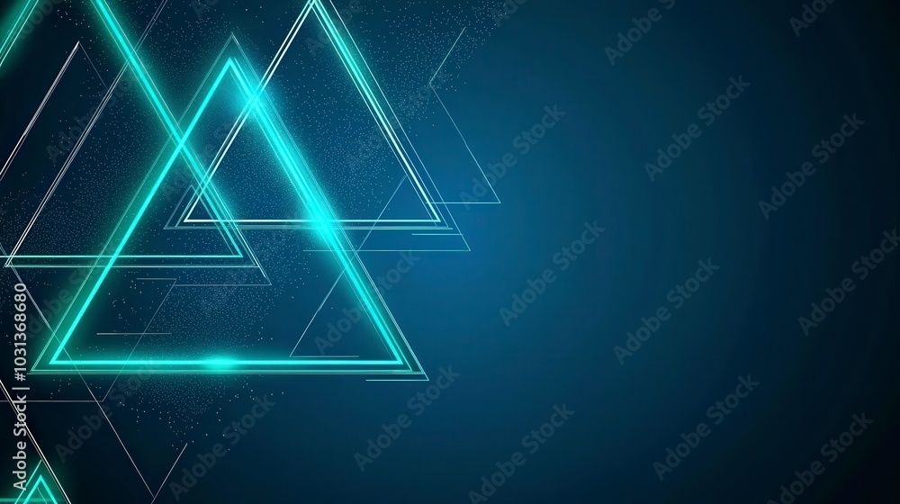 Glowing geometric triangles on a dark blue background Glowing geometric triangles on a dark blue background