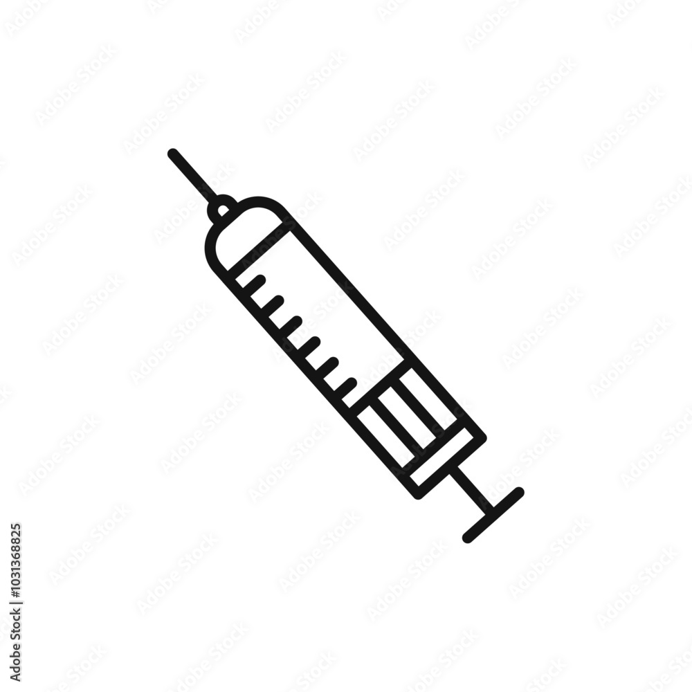 Syringe icon Thin line flat illustration Syringe icon Thin line flat illustration