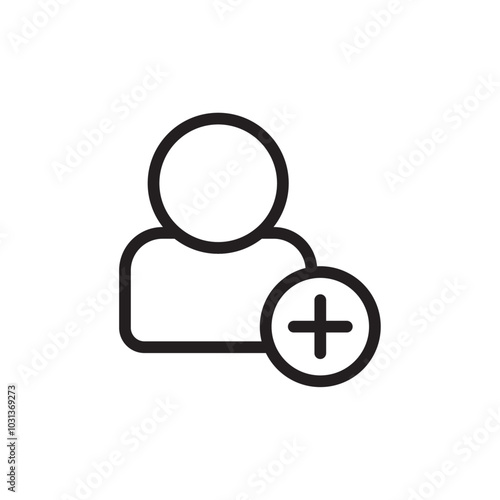 User add icon Thin line flat illustration