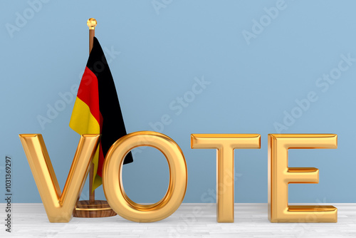 Germany flag and Vote. 3d illustration